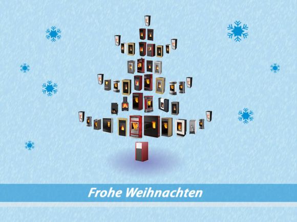 Tannenbaum der sich aus Pelletöfen von Edilkamin, Calux und Effecta formt